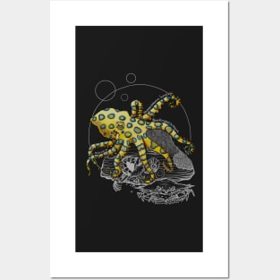 Greater Blue Ringed Octopus Doodle-for dark background Posters and Art